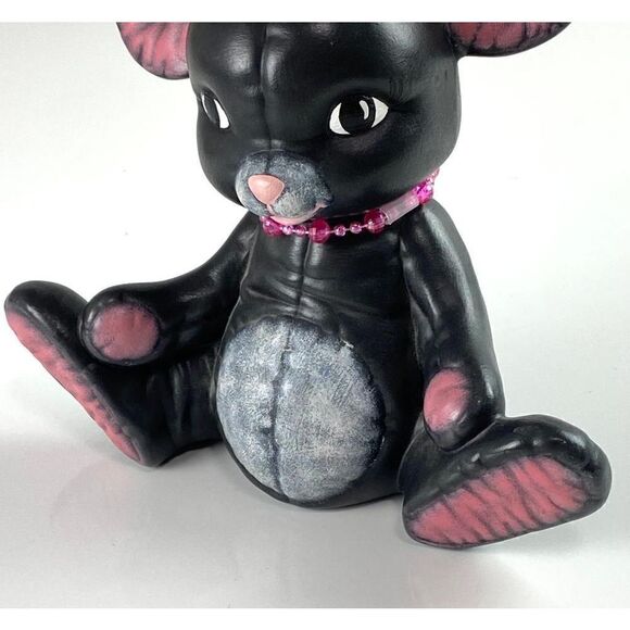 Vintage Ceramic Bunny Piggy Bank 9in W x 9in H x 4in D Black Rare!! BV0611 - Picture 3 of 8